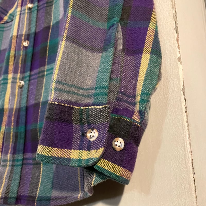 レア配色 80s ST JOHN'S BAY ネルシャツ USA製 黄×黒 L 80s ST JOHN'S BAY L/S ネルシャツ USA製 Size L コットンシャツ