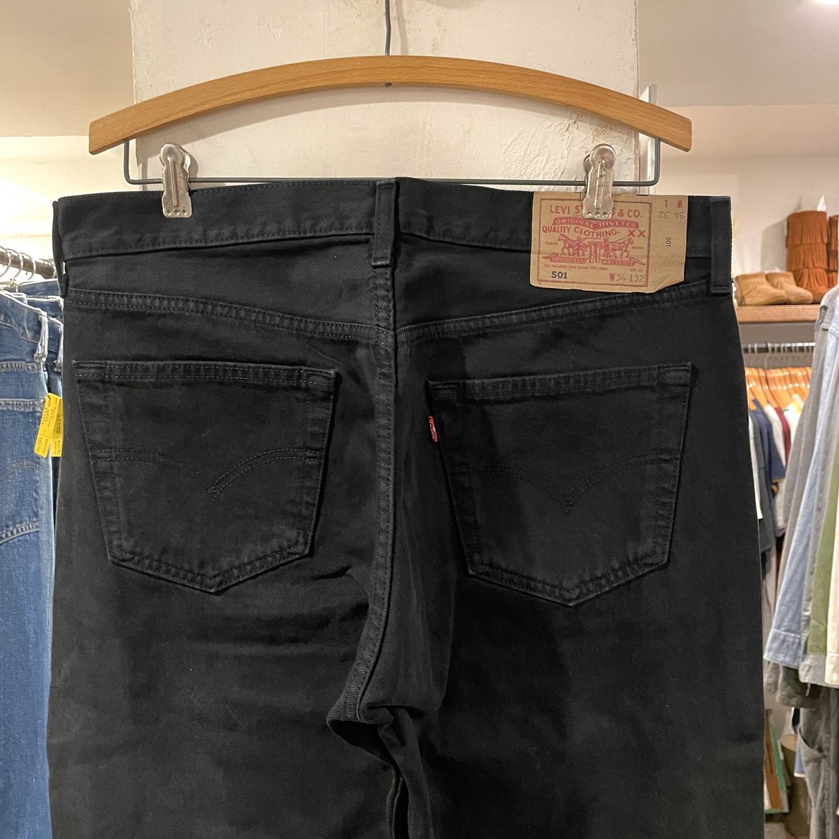 90s Levi's 501 後染めブラックデニムパンツ ユーロリーバイス