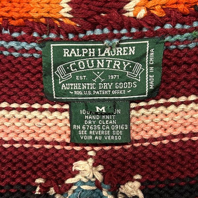 90s COUNTRY RALPH LAUREN ネイティブ柄 ショールカラーガウン 90s COUNTRY RALPH LAUREN ネイティブ柄 ショールカラーガウン