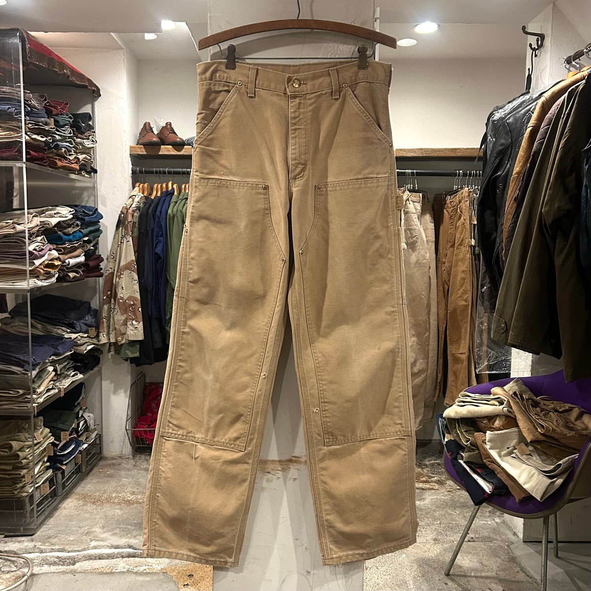 ダメージ◎ carhartt ダブルニーペインターパンツ BLK 雰囲気系 ボロ即 ...