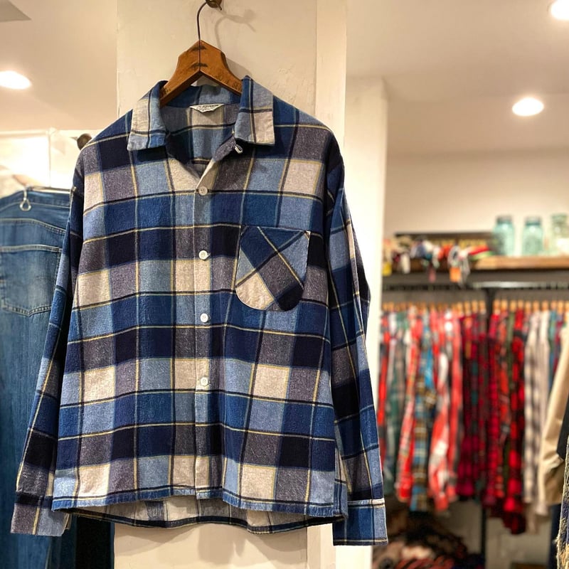 California 50s USA製 プリントネル オープンカラー ボックスシャツ