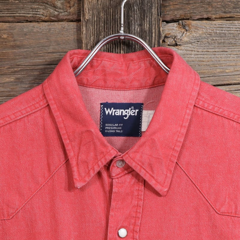 Wrangler 80s USA製 ヴィンテージ 赤系 デニムウエスタンシャツ