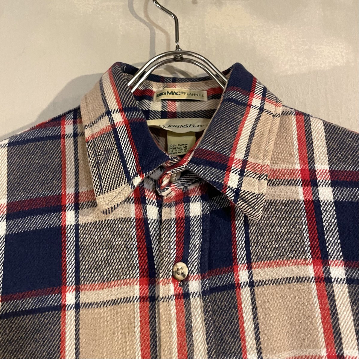 80s BIG MAC × ST JOHN'S BAY ネルシャツ ダブルネーム M USA製