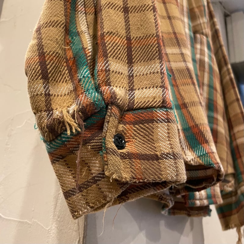 70s Sears KINGS ROAD L/S ネルシャツ USA製 コットンシャツ シアー