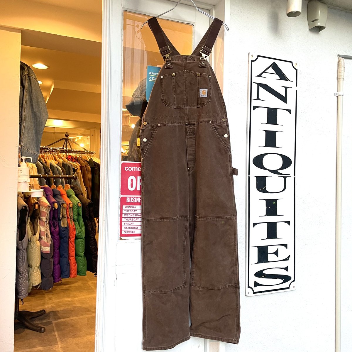 カーハート オーバーオール ダブルニー ダック メキシコ製 ロゴタグ 42×30 MADE IN USA Carhartt ダブルニー ダックオーバーオール | 古着
