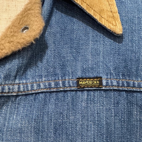 70s　MAVERICK　ボア デニムジャケット　Size 38相当　USA製　マーヴェリック　ラングラー　雰囲気系　(S5331)