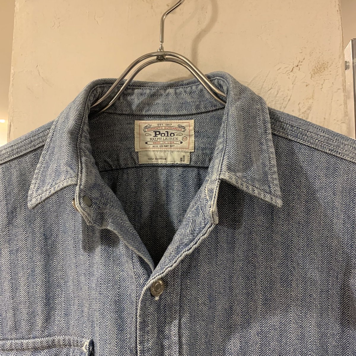 ラルフローレン ヘリンボーン デニム ワークシャツ USA製 白タグ 楽天市場】90s 白タグ USA製 □ POLO ポロ ラルフローレン