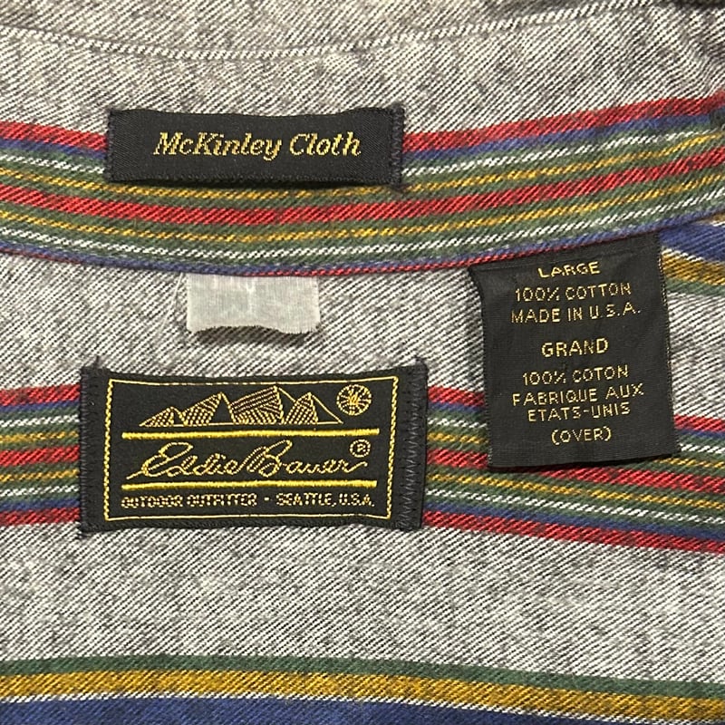 80s Eddie Bauer L/Sネルシャツ エディーバウアー コットン