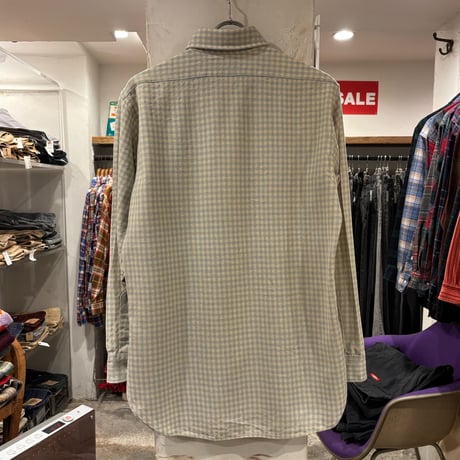 70s　PENDLETON　L/S ウールシャツ　Size M　USA製　ペンドルトン　水色×白　(S4527)