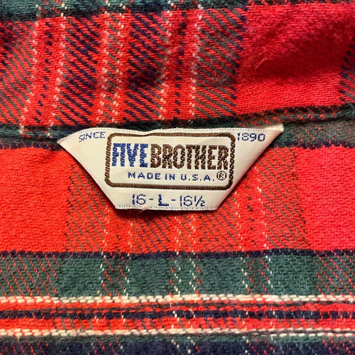 70s FIVE BROTHER L/S ネルシャツ USA製 Size L ファイブブラザー