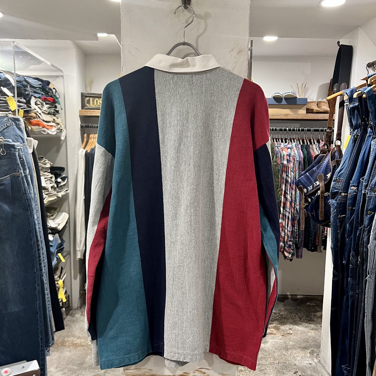90s LLBean ラガーシャツ エルエルビーン ストライプ柄 USA製 (S3508) |
