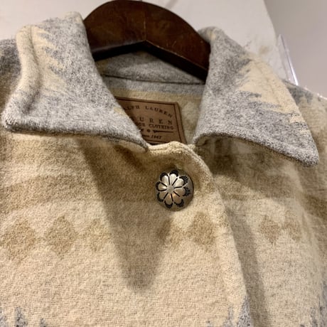 LAUREN　Ralph Lauren　Native Blanket Coat　ネイティブ柄ブランケットコート　コンチョボタン　(S1812)