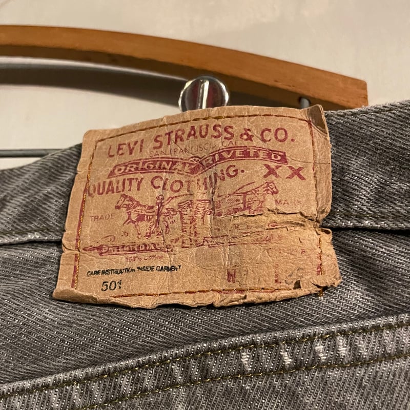 90s Levi's 501 先染めブラックデニム パンツ 36×28 USA製 カットオフデ