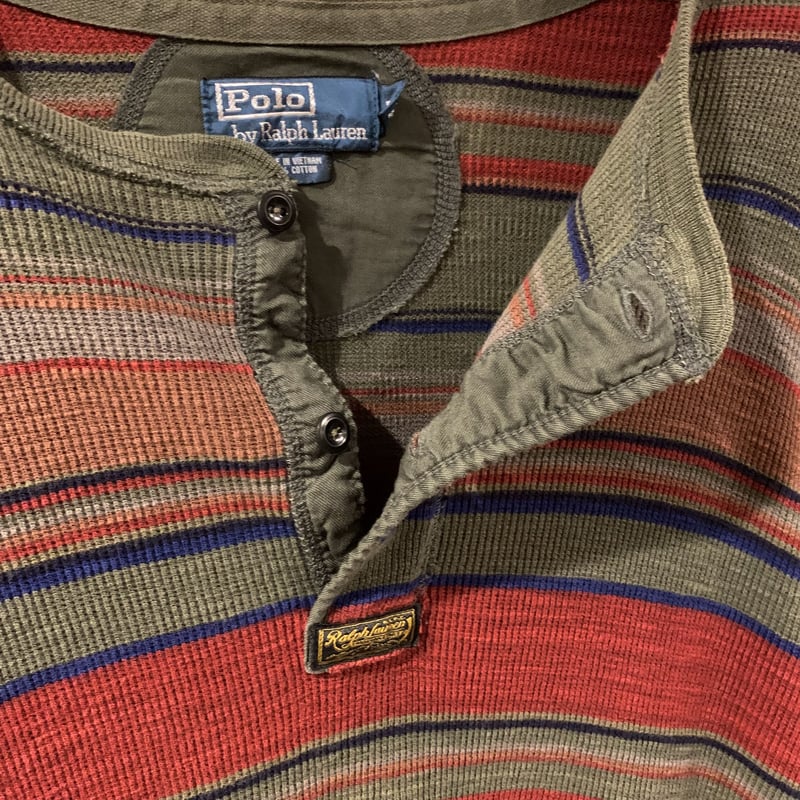 ポロラルフローレン ネイティブ ヘンリーネック サーマル L オレンジ 総柄 POLO by Ralph Lauren L/SヘンリーネックサーマルT ラルフローレン ネイ