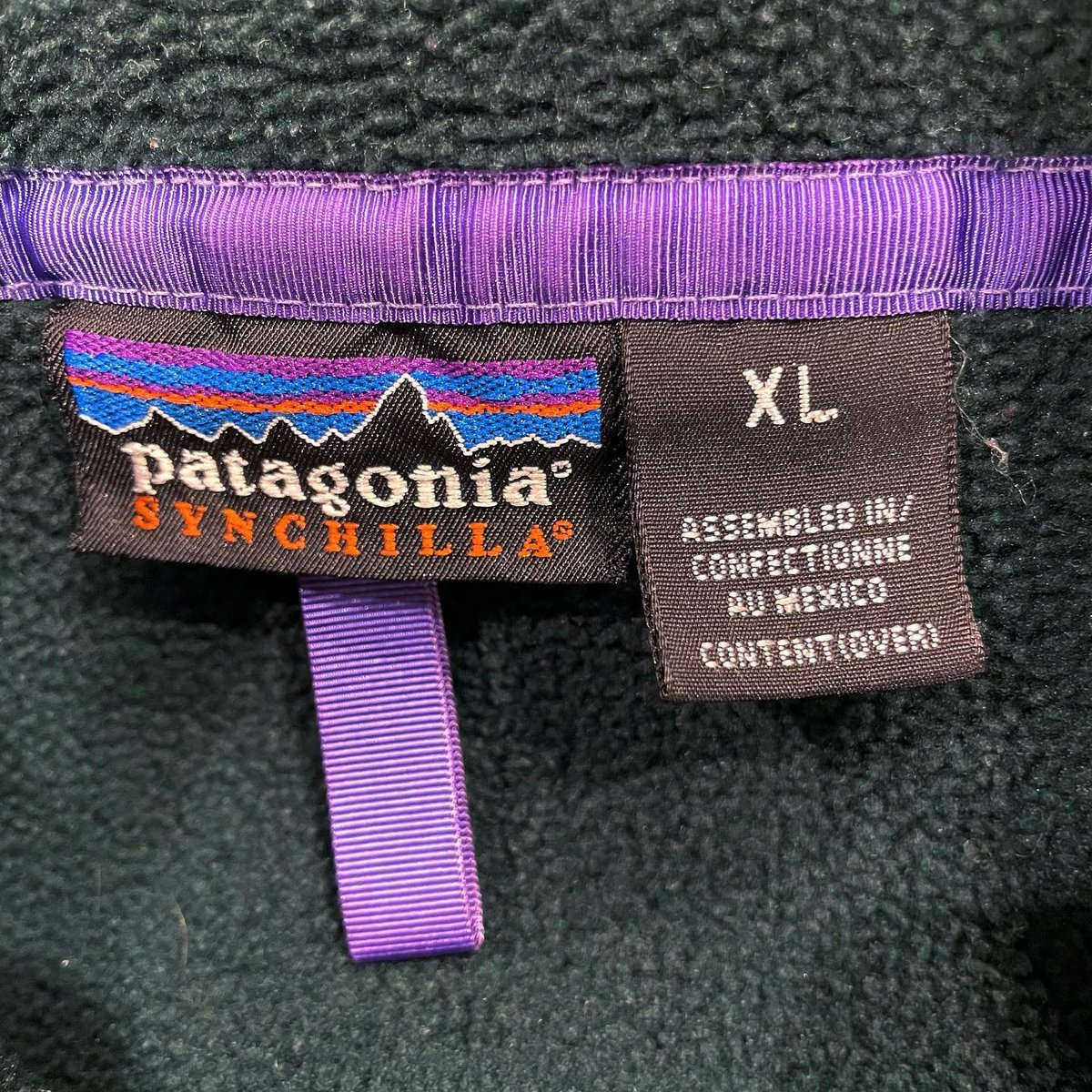 90s Patagonia パタゴニア スナップT グリーン×パープル USA製 patagonia 90s シンチラスナップT ハンターグリーン XLサイズ