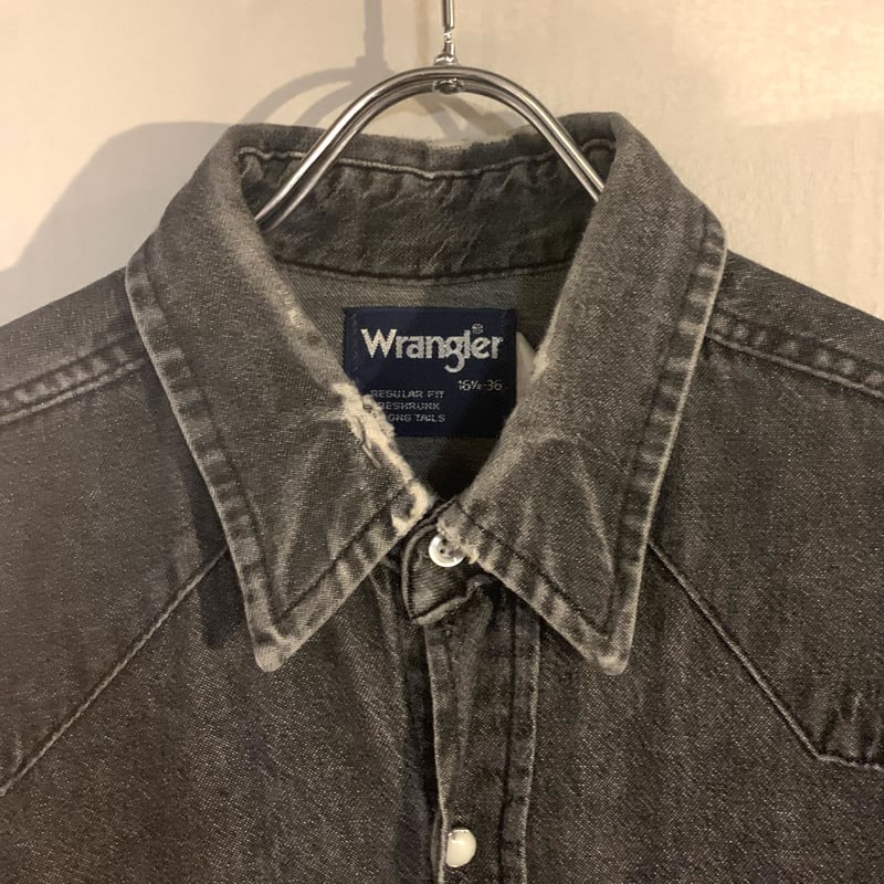 90s Wrangler ブラックデニム ウエスタンシャツ スナップボタン 雰囲気