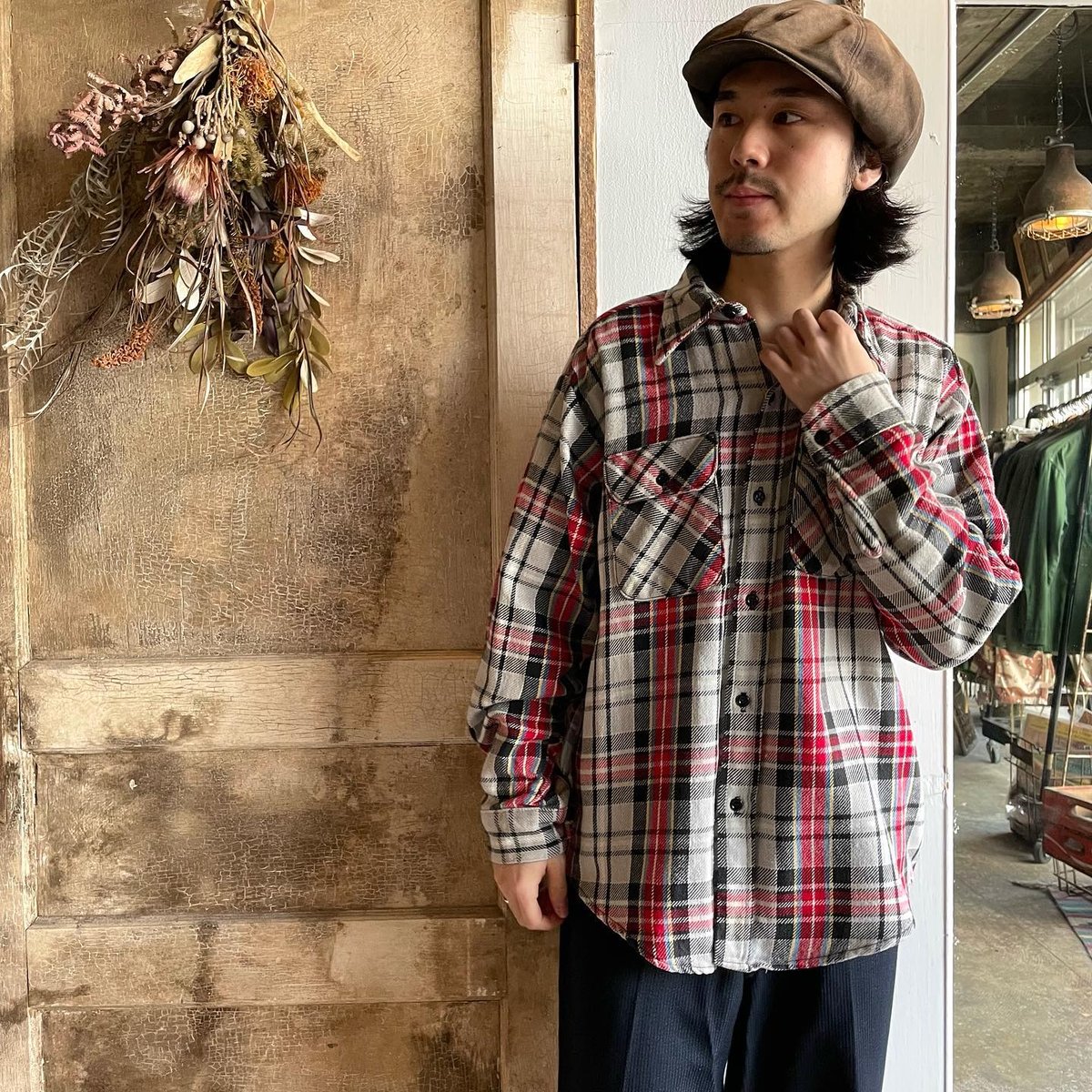 70s Mr.Leggs ネルシャツ USA製 コットンシャツ チェック柄 (S2968) |