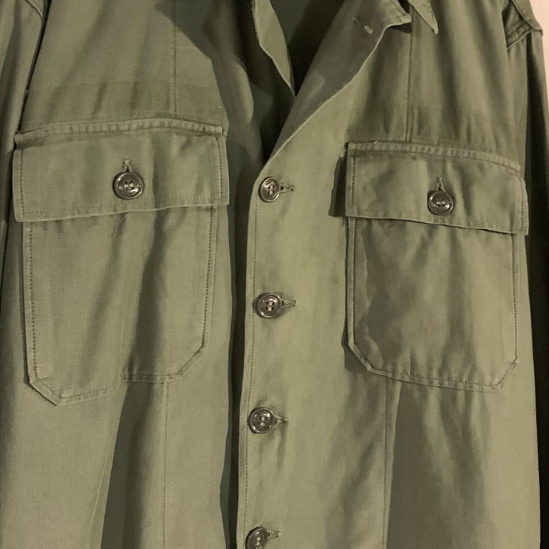【送料無料❗️】60s ビンテージ 1st後期型 ユーティリティシャツ ジャケット 60s US ARMY ユーティリティシャツ 筒袖 OG 107 COTTON SATEEN