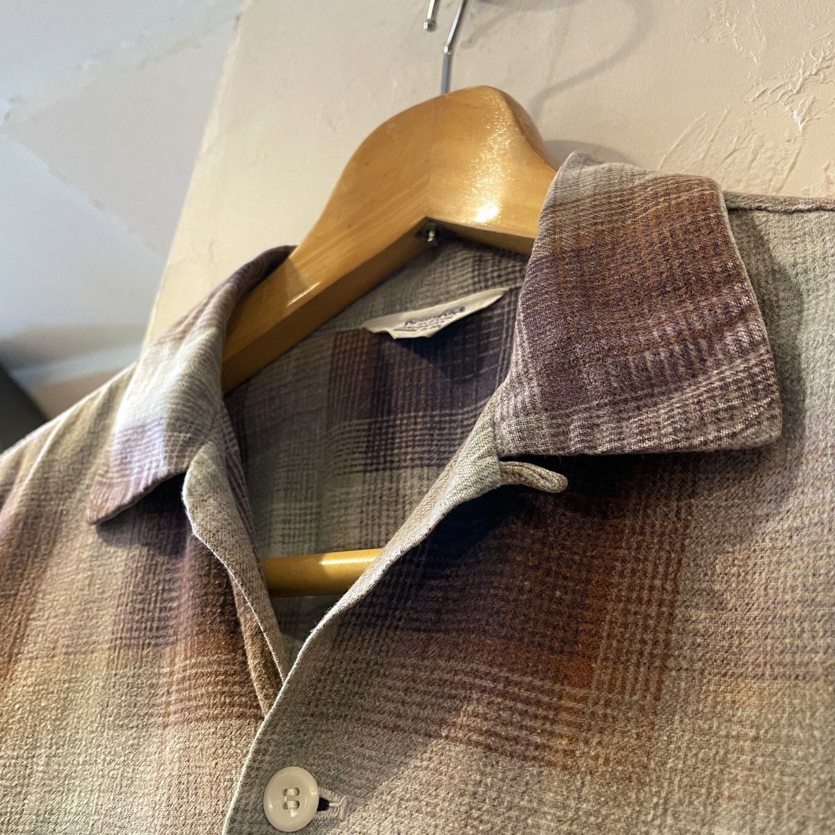 PENNEY'S 50's TOPFLIGHT オープンカラーネルシャツ PENNEYS 50s USA製 プリントネル オープンカラー ボックスシャツ