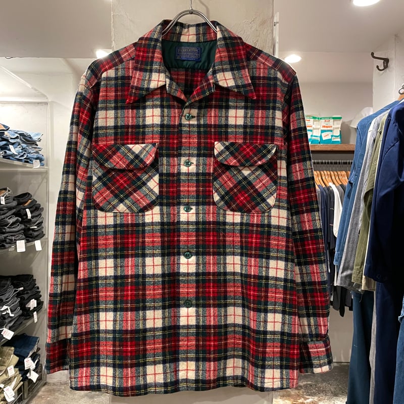 70s PENDLETON L/S ウールシャツ Board Shirt USA製 Size
