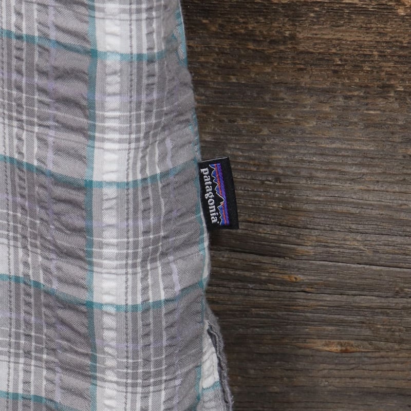 【好配色】patagoniaパッカーウェア　L チェック ブルー　即出荷 patagonia パッカーウェアシャツ 半袖シャツ チェック柄