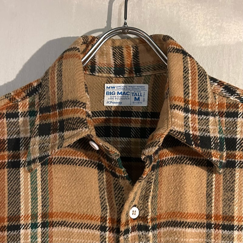 70s BIG MAC L/S ネルシャツ Size M 単色タグ ビッグマック (S4615