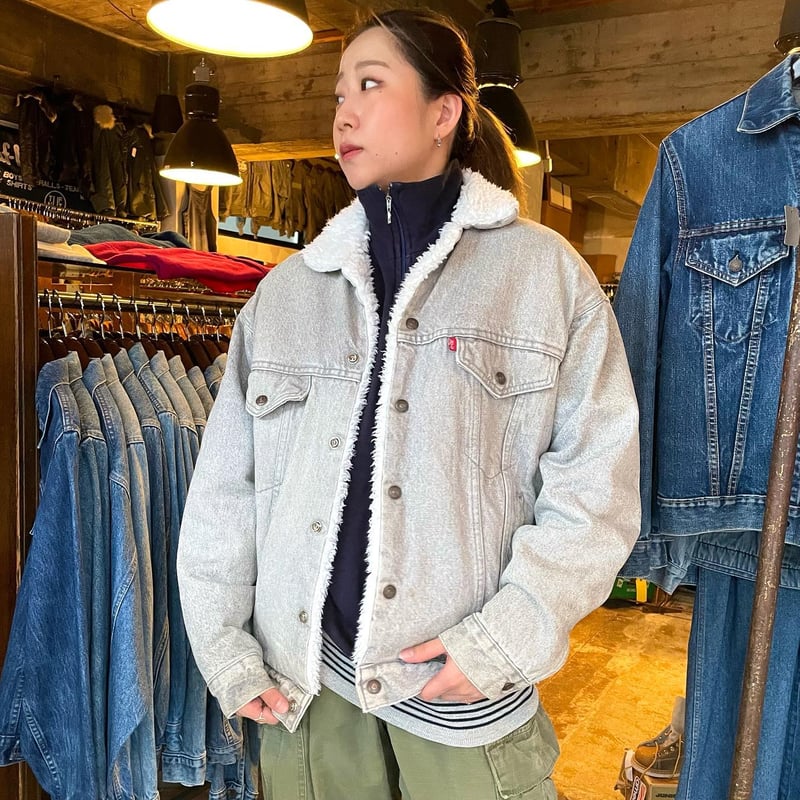 80s Levi's デニムボアジャケット グレー USA製 リーバイス 80s Levi's デニムボアジャケット グレー USA製 リーバイス