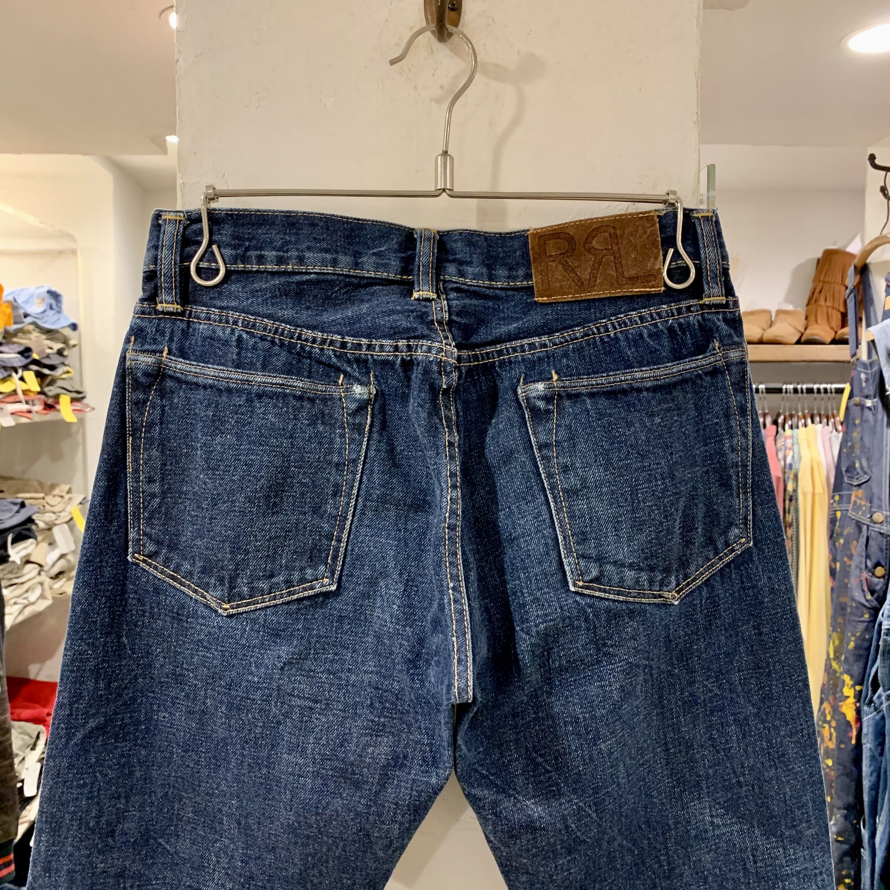 ダブルアールエルアメリカusa製w31革パッチ隠しリベットチェーンステッチ original