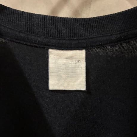 90s　S/S ダメージ Tシャツ　Size L相当　ブラック　フェード　ペンキ飛び　ポケT　雰囲気系　(S4745)