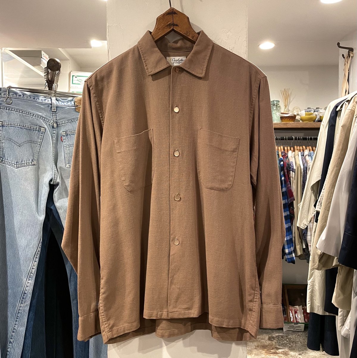 50s Brewster ヴィンテージ 鳴ら 開襟 レーヨンシャツ ロカビリー 古着