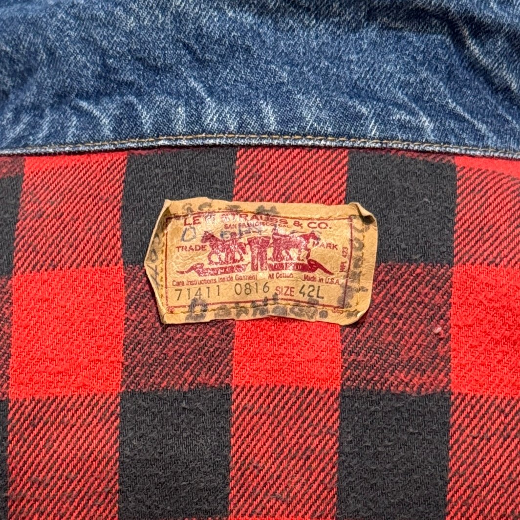 80s Levi's 71411-0816 デニムジャケット ネルライナー USA製 42 L