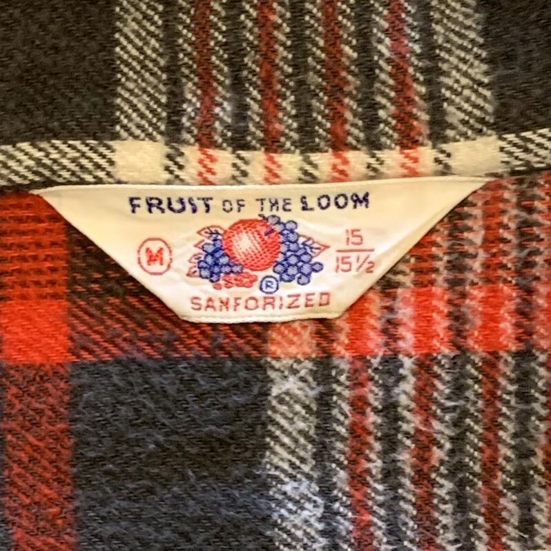 50s FRUIT OF THE LOOM ヴィンテージ ネルシャツ オープンカラー