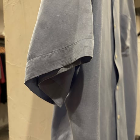 90s　Polo by Ralph Lauren　CALDWELL　S/Sオープンカラーシャツ　ラルフローレン　Size XL　半袖シャツ　ブルー系　シルク×リネン　(S4589)