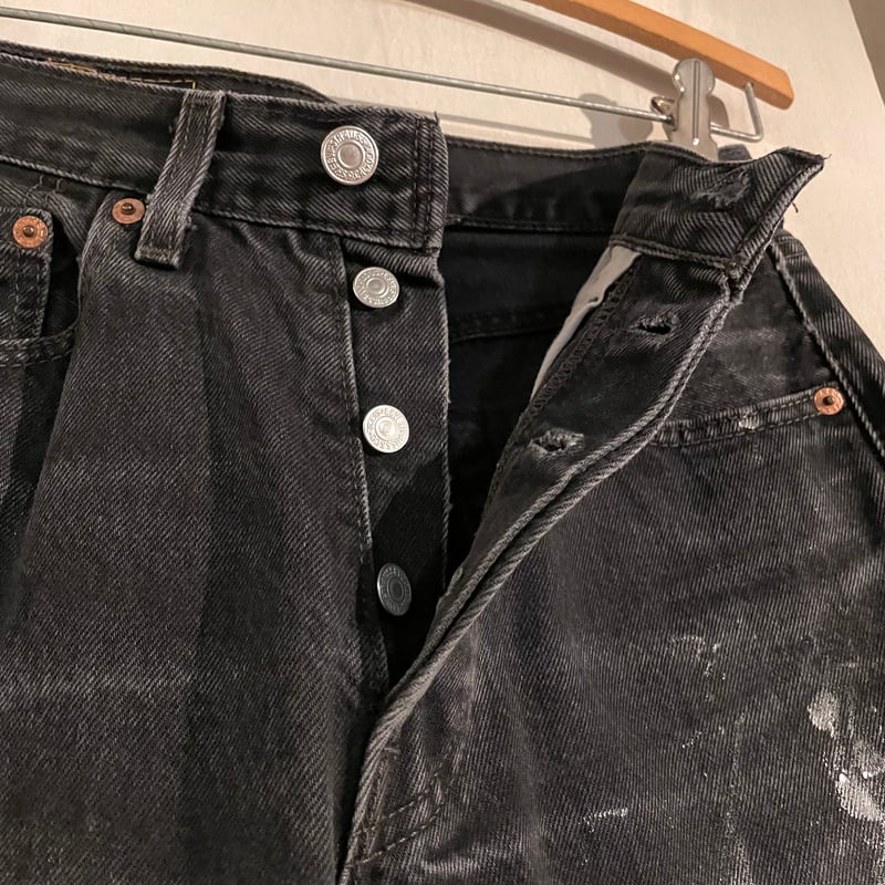 LEVI’S リーバイス 501 90s USA製 ブラック 後染め ワイド 90s USA製 Levi'sリーバイス 501 ブラック デニムパンツ 後染め