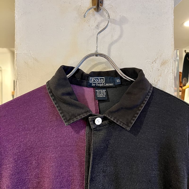 90s Polo by Ralph Lauren ラガーシャツ M 黒紫