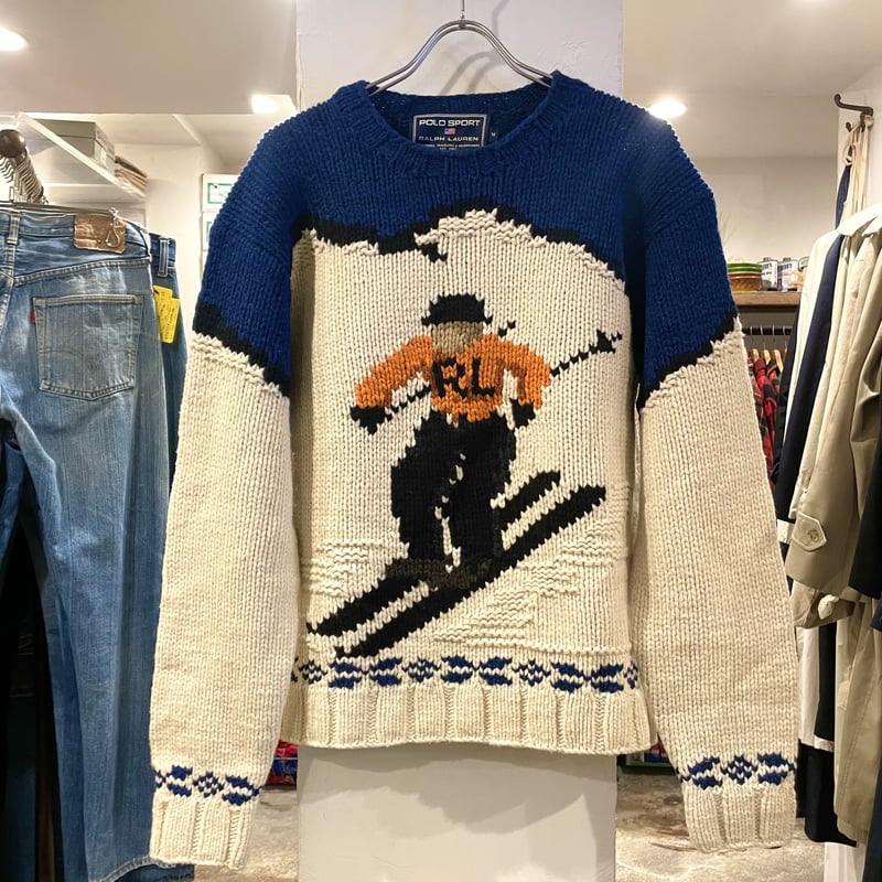 POLO SPORT スキー柄 ウールセーター ハンドニット ポロスポーツ