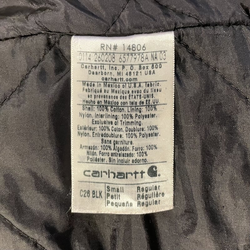Carhartt トラディショナルコート ダック地 ブラック ワーク Carhartt トラディショナルコート ダック地 ブラック ワーク