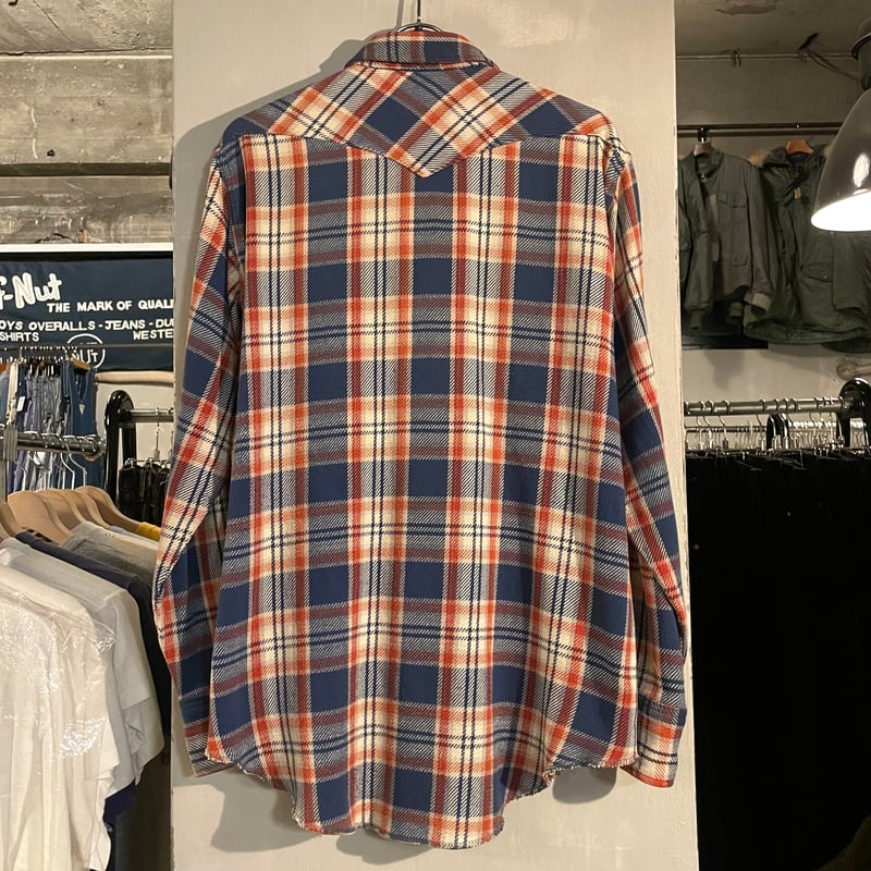 70s Wrangler L/S ネルシャツ USA製 Size 16½ ウエスタンネル