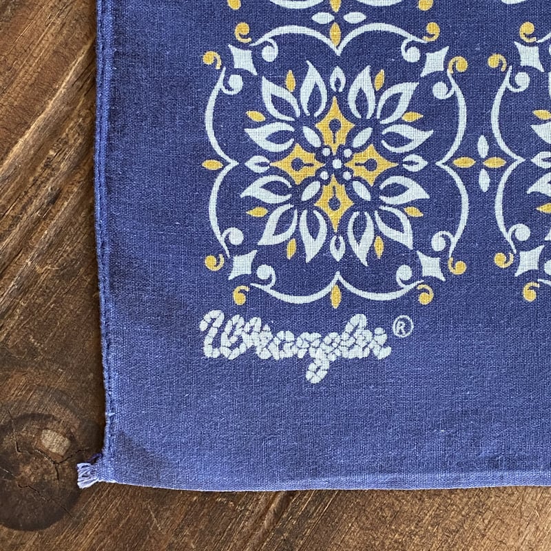 メ*0様 70s USA製 Wrangler バンダナ ネイビー デッドストック Bandana Wrangler ヴィンテージバンダナ USA製 70s- 紺 ラングラー (