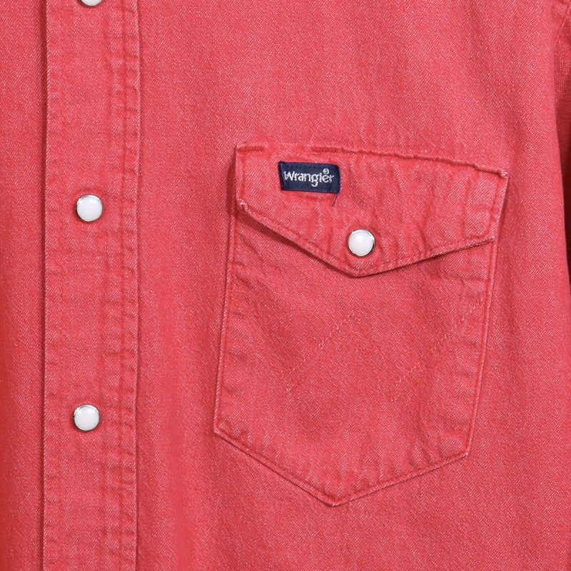 Wrangler 80s USA製 ヴィンテージ 赤系 デニムウエスタンシャツ
