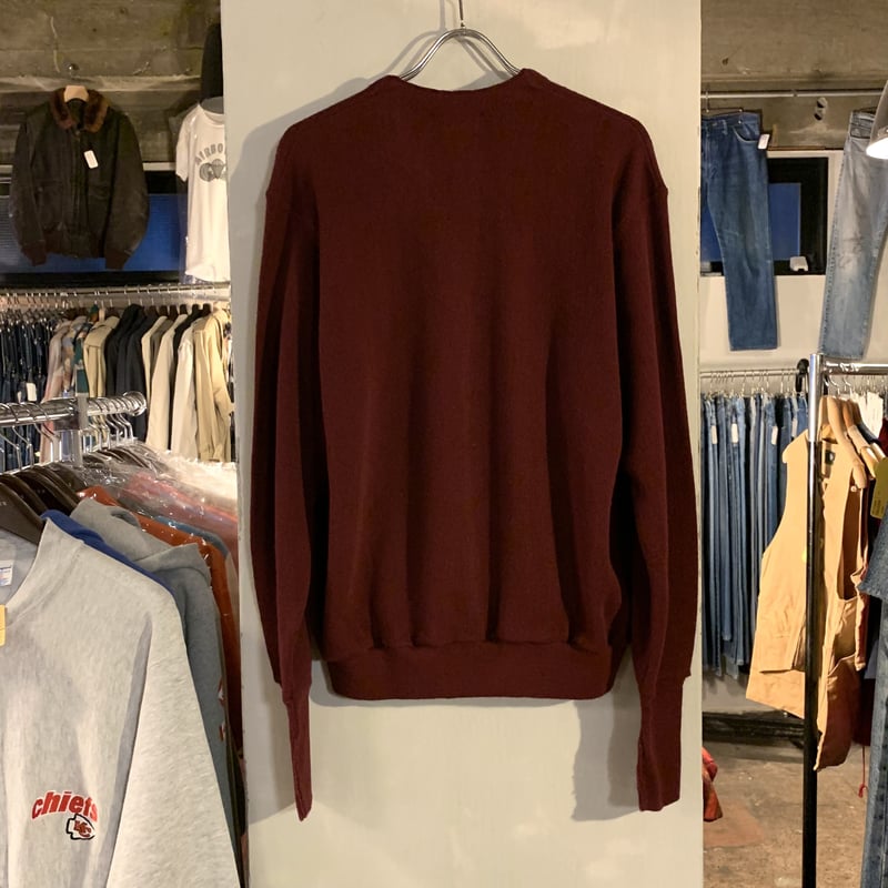 90s ARROW アクリルカーディガン USA製 ワインレッド色 アロー (S2071