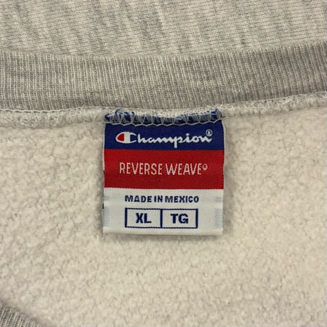 90s　Champion　リバースウィーブ　Reverse Weave　Size XL　WISCONSIN　染み込みプリント　青タグ　チャンピオン　(S5226)