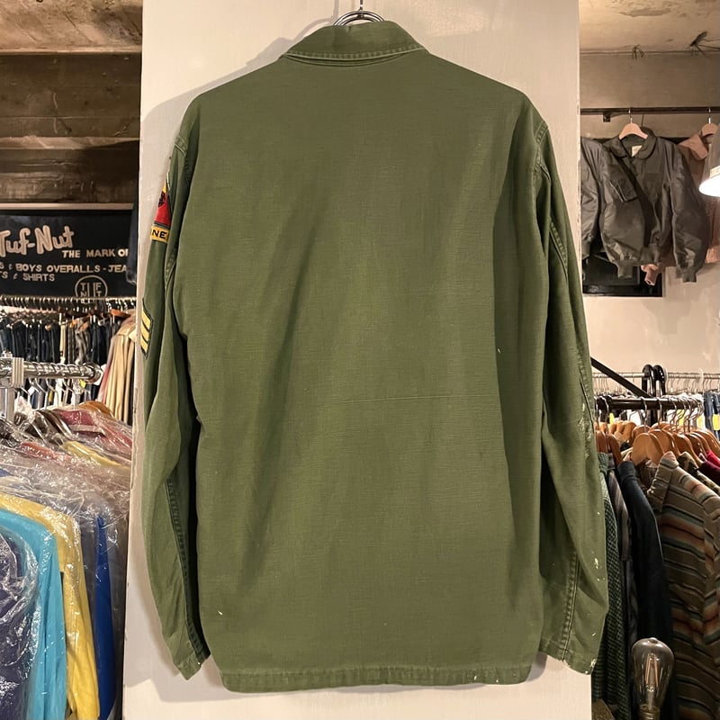 60s US ARMY ユーティリティシャツ 筒袖 OG 107 COTTON SATTEN