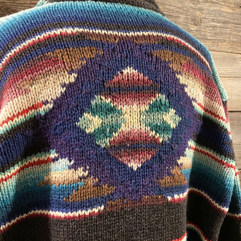 RALPH LAUREN 90s ネイティブ柄 ショールカラー ウールニット RALPH LAUREN 90s ネイティブ柄 ショールカラー ウールニット