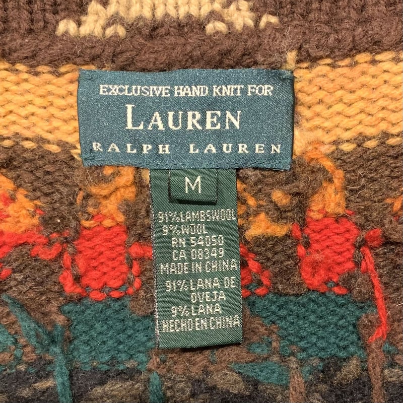 LAUREN Ralph Lauren ネイティブ柄 ショールカラーニットカーディガン