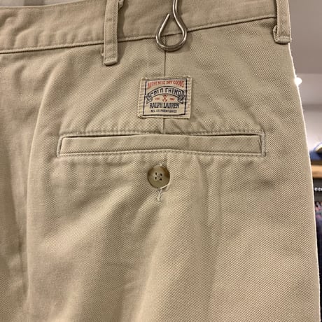90s　POLO by Ralph Lauren　チノパン　ポロチノ　ラルフローレン　タック入り　ベージュ　USA製　(S3572)