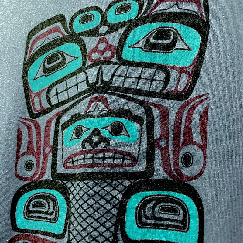 80s~ ONEITA L/S Tシャツ Tlingit トリンギット ハイダ