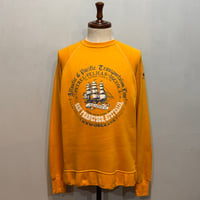 80s　Champion　L/S スウェットシャツ　ITALY製　Size S　プリントスウェット　イエロー　トリコタグ　チャンピオン　(S5344)