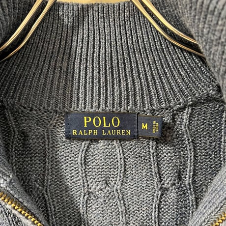 POLO Ralph Lauren　ハーフジップケーブルニット　ラルフローレン　水色　Mサイズ　(S2822)