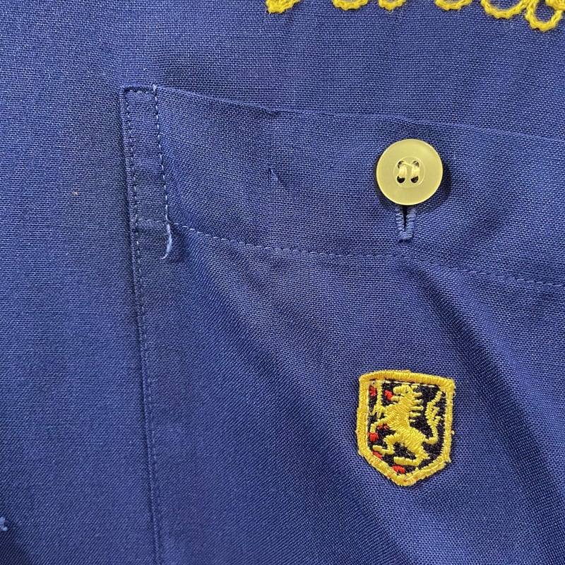 ボーリングシャツ　半袖シャツ　ブルー　チェーンステッチ　NATNAST 60s vintage NAT NAST チェーンステッチ レーヨン ブルー